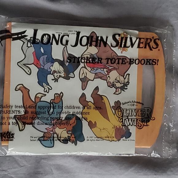 1997 Long John Silvers Oliver Twist Sticker Tote Book New in Package - Picture 2 of 2